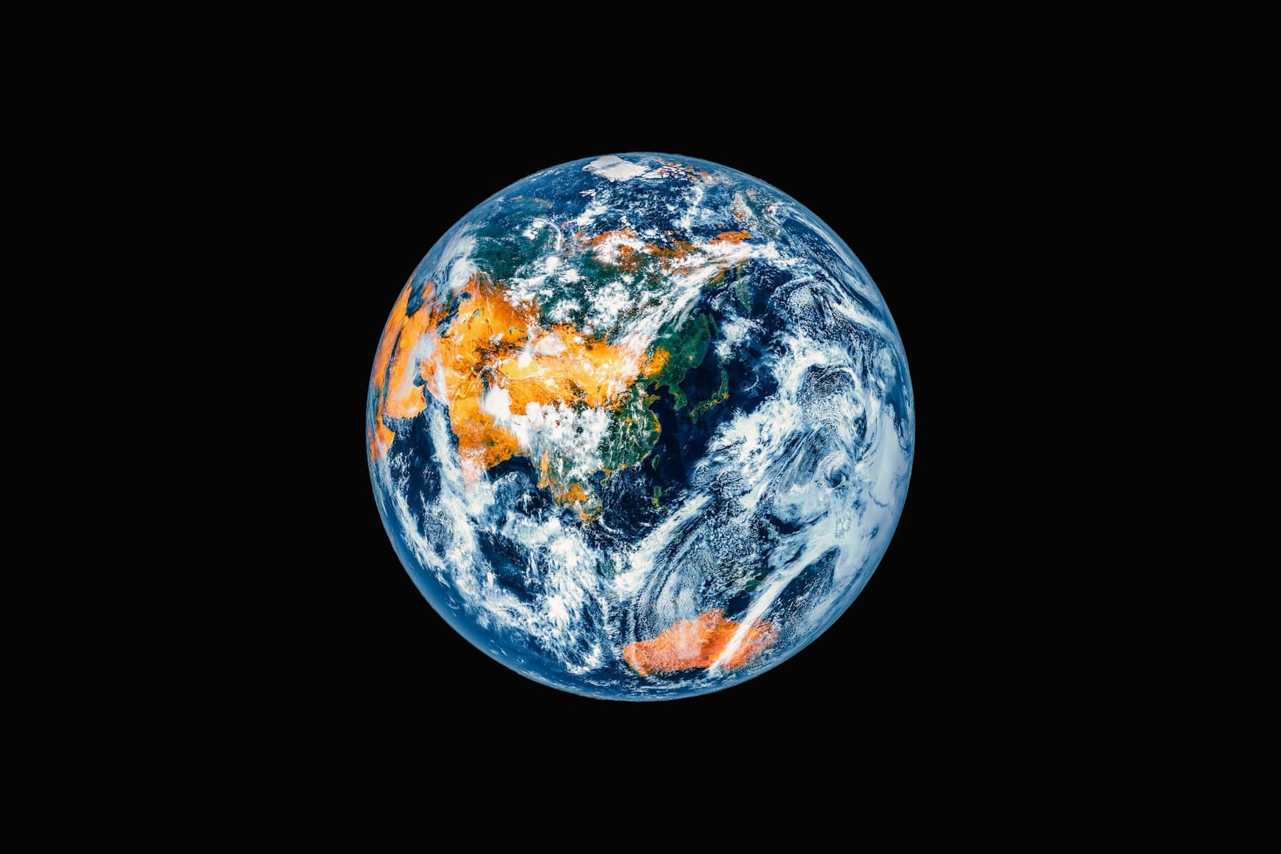 The Earth seen from space against a black background